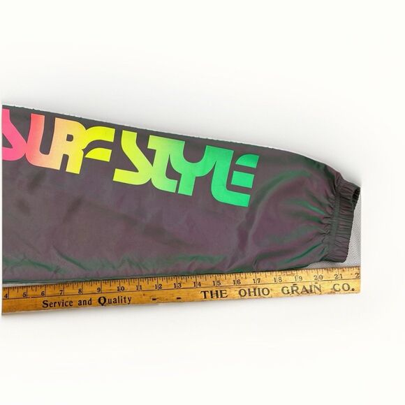 Y2K Surf Style Retro Windbreaker Iridescent Interplanetary Quarter Zip Size L - Picture 7 of 8